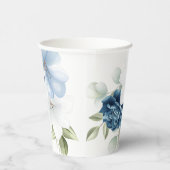 Gobelets En Papier Fête des mariées florale bleu poussiéreux (Droite)