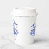 Gobelets En Papier Fête des mariées florale bleue et blanche | Tea Pa (Gauche)