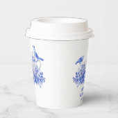 Gobelets En Papier Fête des mariées florale bleue et blanche | Tea Pa (Droite)