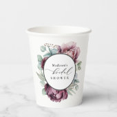 Gobelets En Papier Fête des mariées florale de Bourgogne rustique et  (Verso)