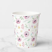 Gobelets En Papier Fête des mariées florale rose (Verso)