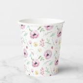 Gobelets En Papier Fête des mariées florale rose (Recto)