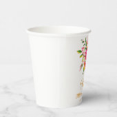 Gobelets En Papier Fête des mariées florale rose moderne personnalisé (Droite)