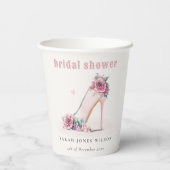 Gobelets En Papier Fête des mariées florale Soft Blush Rose High Heur (Verso)