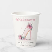 Gobelets En Papier Fête des mariées florale Soft Blush Rose High Heur (Recto)