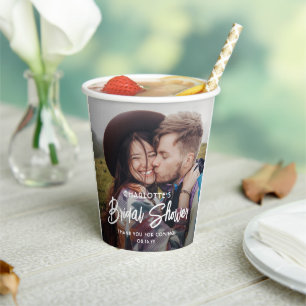 Gobelets En Papier Fête des mariées minimale photo chic moderne Scrip