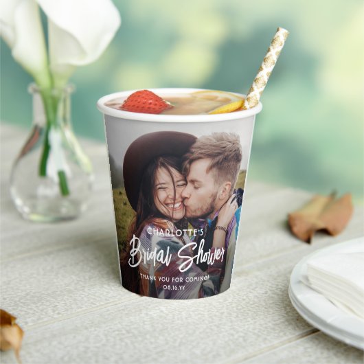 Gobelets En Papier Fête des mariées minimale photo chic moderne Scrip (Insitu)