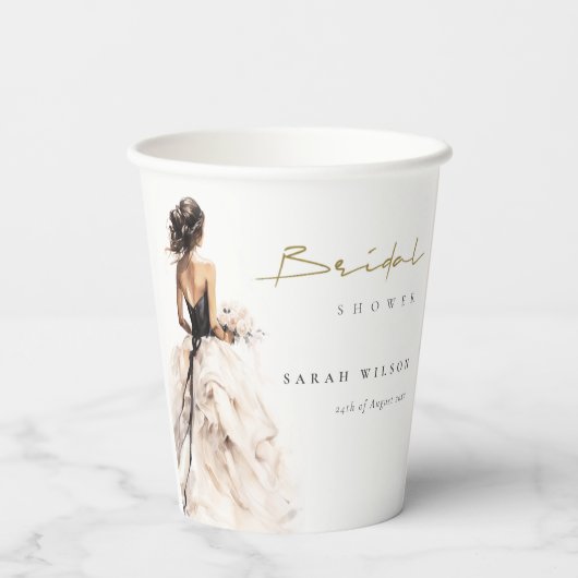 Gobelets En Papier Fête des mariées moderne Mariage aquarelle (Verso)