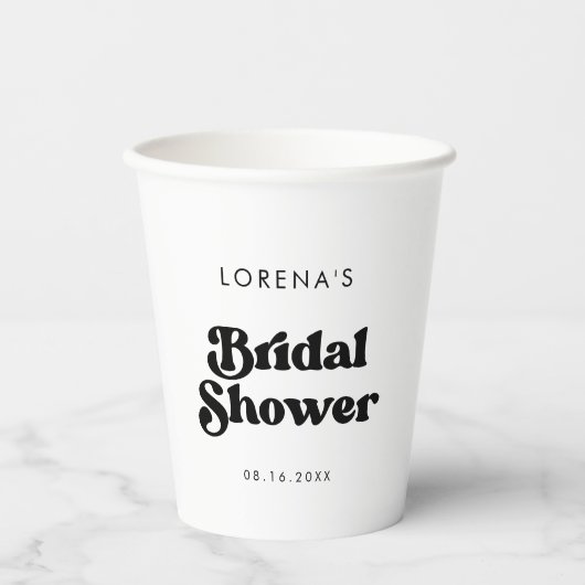 Gobelets En Papier Fête des mariées noire et blanche rétro (Recto)