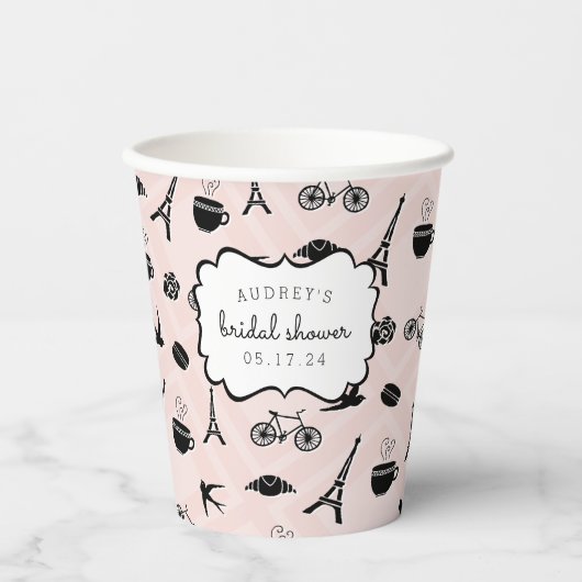 Gobelets En Papier Fête des mariées Paris Romance (Recto)