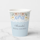 Gobelets En Papier Fête des mariées Peony Dusty Blue Hydrangea (Recto)