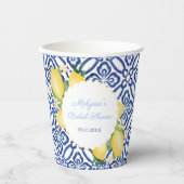 Gobelets En Papier Fête des mariées Positano Lemons Carreaux Bleus (Recto)