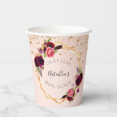 Gobelets En Papier Fête des mariées rose or boule bordeaux (Verso)