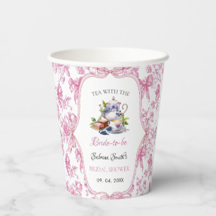Gobelets En Papier Fête des mariées Tea Party Fleur sauvage rose