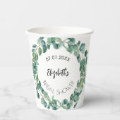 Gobelets En Papier Fête des mariées verte d'Eucalyptus (Recto)