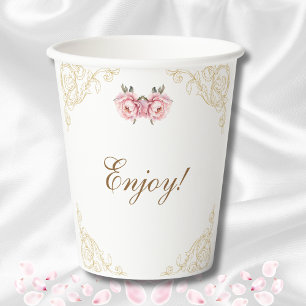 Gobelets En Papier Fête des mariées Vintage Pony Floral Rose