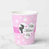 Gobelets En Papier Fête des mères maman et bébé rose (Verso)