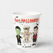 Gobelets En Papier Fête des monstres d'Halloween (Verso)