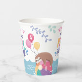 Gobelets En Papier Fête d'été Lazy Sloth Pool (Verso)
