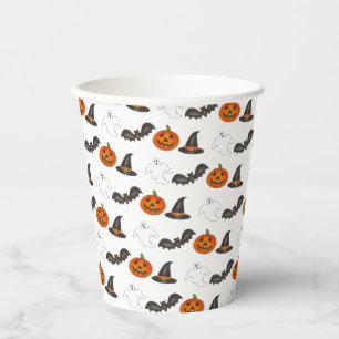 Gobelets En Papier Fête d'Halloween Citrouille chauve sorcière fantôm