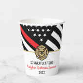 Gobelets En Papier Fête d'obtention du diplôme de pompier Mince ligne (Verso)