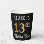 Gobelets En Papier Fête du 13e anniversaire — Script fantaisie, Faux (Verso)