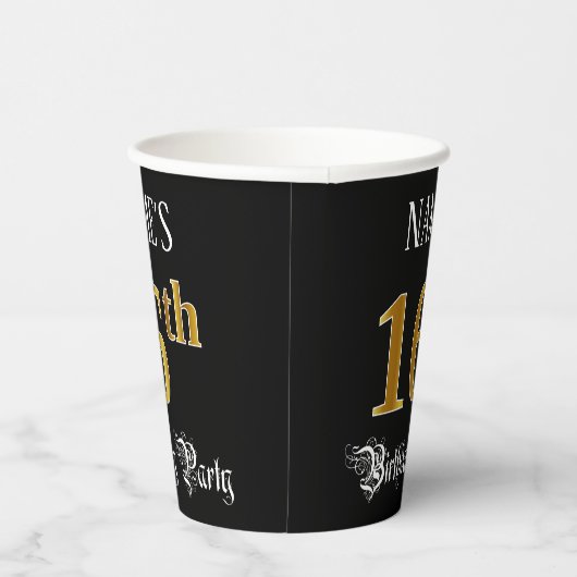 Gobelets En Papier Fête du 16e anniversaire — Script fantaisie, Faux  (Droite)