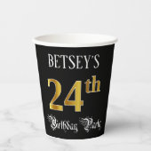 Gobelets En Papier Fête du 24e anniversaire — Script fantaisie, Faux  (Recto)