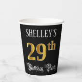 Gobelets En Papier Fête du 29e anniversaire — Script fantaisie, Faux  (Verso)