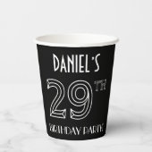 Gobelets En Papier Fête du 29e anniversaire : Style Art Déco + Nom pe (Verso)