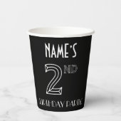 Gobelets En Papier Fête du 2e anniversaire : Style Art Déco + Nom per (Verso)