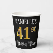 Gobelets En Papier Fête du 41e anniversaire — Script fantaisie, Faux (Recto)