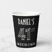 Gobelets En Papier Fête du 41e anniversaire : Style Art Déco + Nom pe (Verso)