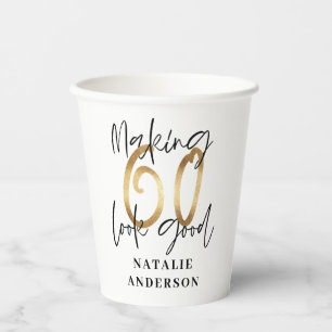Gobelets En Papier fête du 60e anniversaire moderne et élégante, n