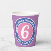 Gobelets En Papier Fête du 6e anniversaire de l'enfant (Recto)
