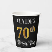 Gobelets En Papier Fête du 70e anniversaire — Script fantaisie, Faux (Verso)