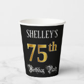 Gobelets En Papier Fête du 75e anniversaire — Script fantaisie, Faux  (Verso)