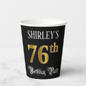 Gobelets En Papier Fête du 76e anniversaire — Script fantaisie, Faux (Verso)