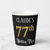 Gobelets En Papier Fête du 77e anniversaire — Script fantaisie, Faux (Verso)