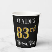 Gobelets En Papier Fête du 83e anniversaire — Script fantaisie, Faux  (Verso)