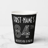 Gobelets En Papier Fête du 84e anniversaire : Style Art Déco + Nom pe (Verso)