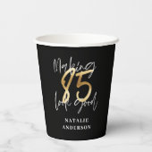 Gobelets En Papier fête du 85e anniversaire moderne noir et or (Verso)