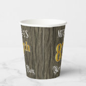 Gobelets En Papier Fête du 87e anniversaire — Faux Gold & Faux Wood L (Droite)