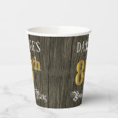 Gobelets En Papier Fête du 88e anniversaire — Faux Gold & Faux Wood L (Gauche)