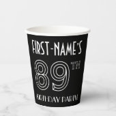 Gobelets En Papier Fête du 89e anniversaire : Style Art Déco + Nom pe (Recto)