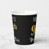 Gobelets En Papier Fête du 90e anniversaire — Script fantaisie, Faux  (Gauche)