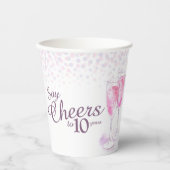 Gobelets En Papier Fête du champagne rose aquarelle (Recto)