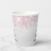 Gobelets En Papier Fête du nom de la parties scintillant rose argenté (Gauche)