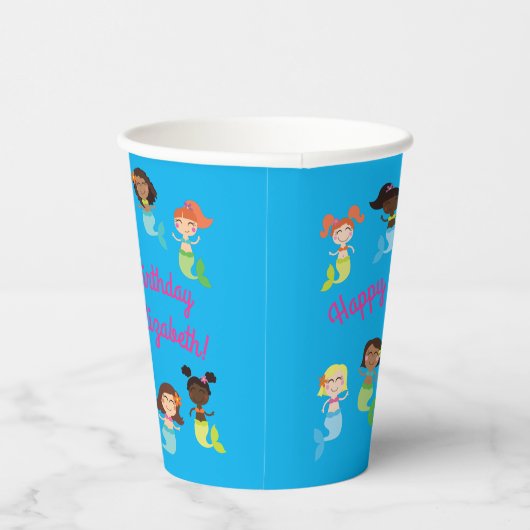Gobelets En Papier Fête du pool Anniversaire de enfant de sirène (Droite)