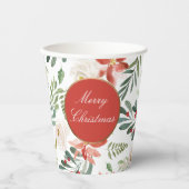 Gobelets En Papier Fête Fleurie Festive Joyeux Noël (Recto)